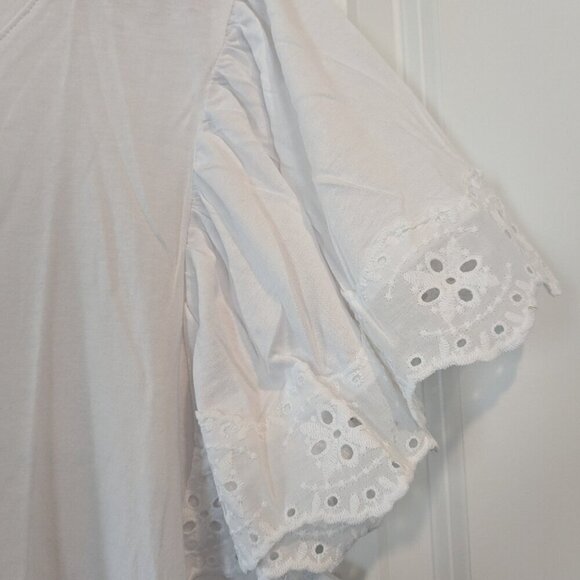 T Tahari Top Size 3X White Crochet Scalloped Lace Short Flutter Sleeves NWT Airy - Picture 8 of 14